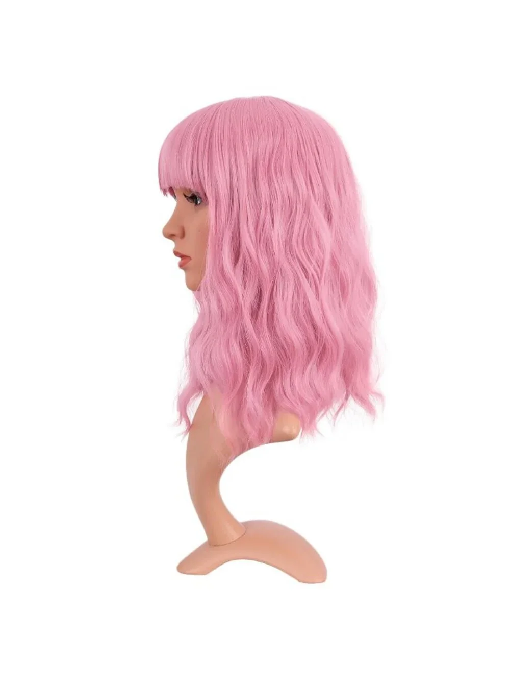 Women's Light Pink 14 Inch Fresh Bright Synthetic Ordinary Short Wavy Curly Wigs